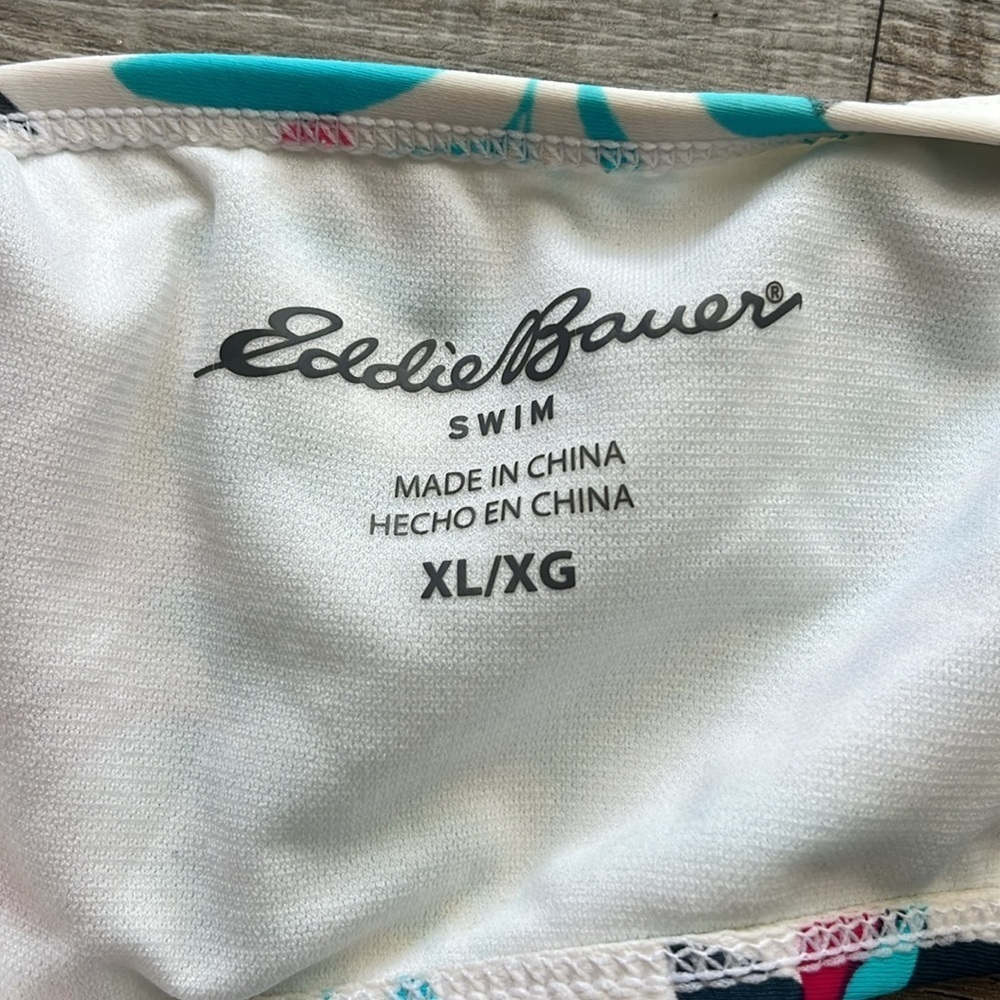 Eddie Bauer Swimsuit Tropical Leaf Pattern Open Back Peekhole Women’s Sz XL - Picture 7 of 15